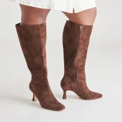 GYRA EXTRA WIDE CALF BOOTS DK BROWN SUEDE^Dolce Vita Fashion