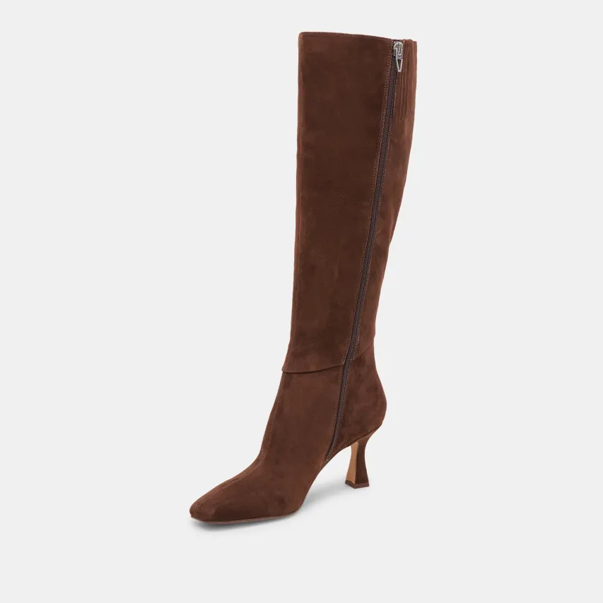 GYRA EXTRA WIDE CALF BOOTS DK BROWN SUEDE^Dolce Vita Fashion