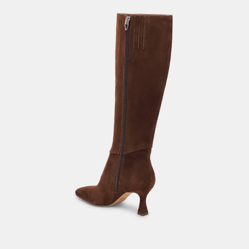 GYRA EXTRA WIDE CALF BOOTS DK BROWN SUEDE^Dolce Vita Fashion