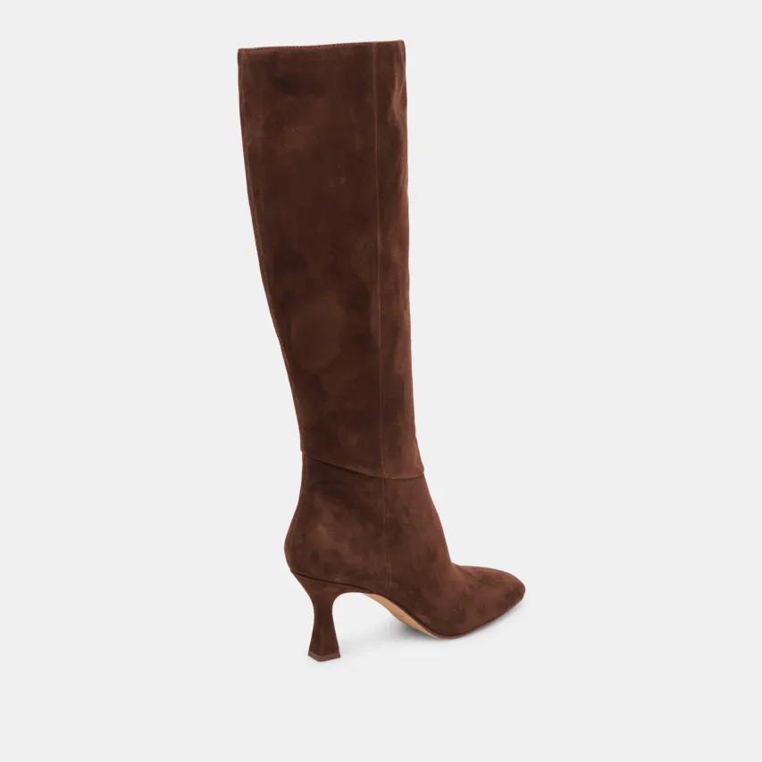 GYRA EXTRA WIDE CALF BOOTS DK BROWN SUEDE^Dolce Vita Fashion