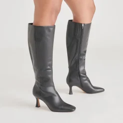 GYRA WIDE CALF BOOTS BLACK LEATHER^Dolce Vita Outlet