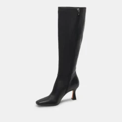 GYRA WIDE CALF BOOTS BLACK LEATHER^Dolce Vita Outlet