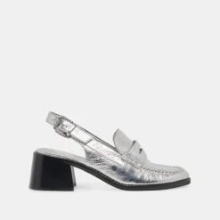 HARDI HEELS SILVER DISTRESSED LEATHER^Dolce Vita Fashion