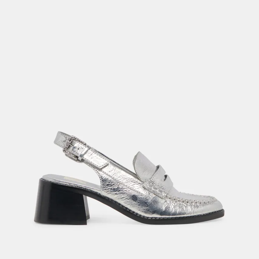 HARDI HEELS SILVER DISTRESSED LEATHER^Dolce Vita Fashion