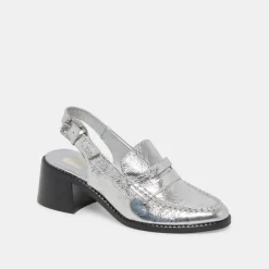 HARDI HEELS SILVER DISTRESSED LEATHER^Dolce Vita Fashion