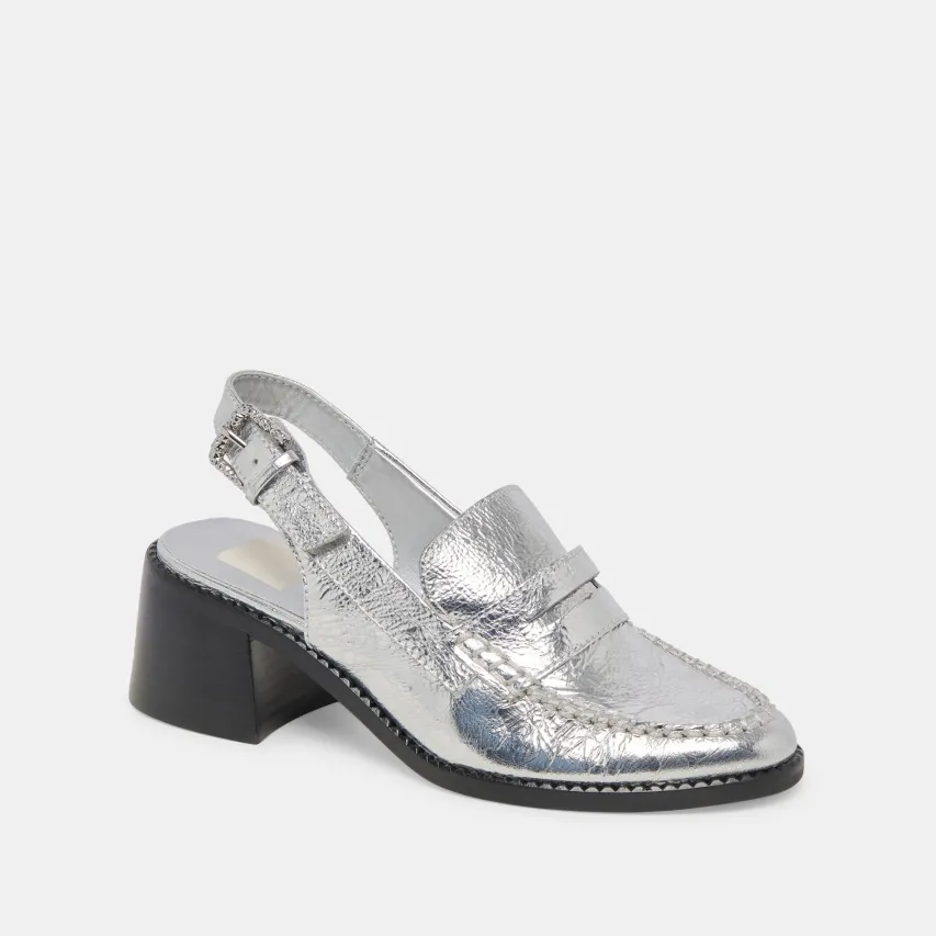 HARDI HEELS SILVER DISTRESSED LEATHER^Dolce Vita Fashion