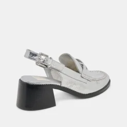 HARDI HEELS SILVER DISTRESSED LEATHER^Dolce Vita Fashion