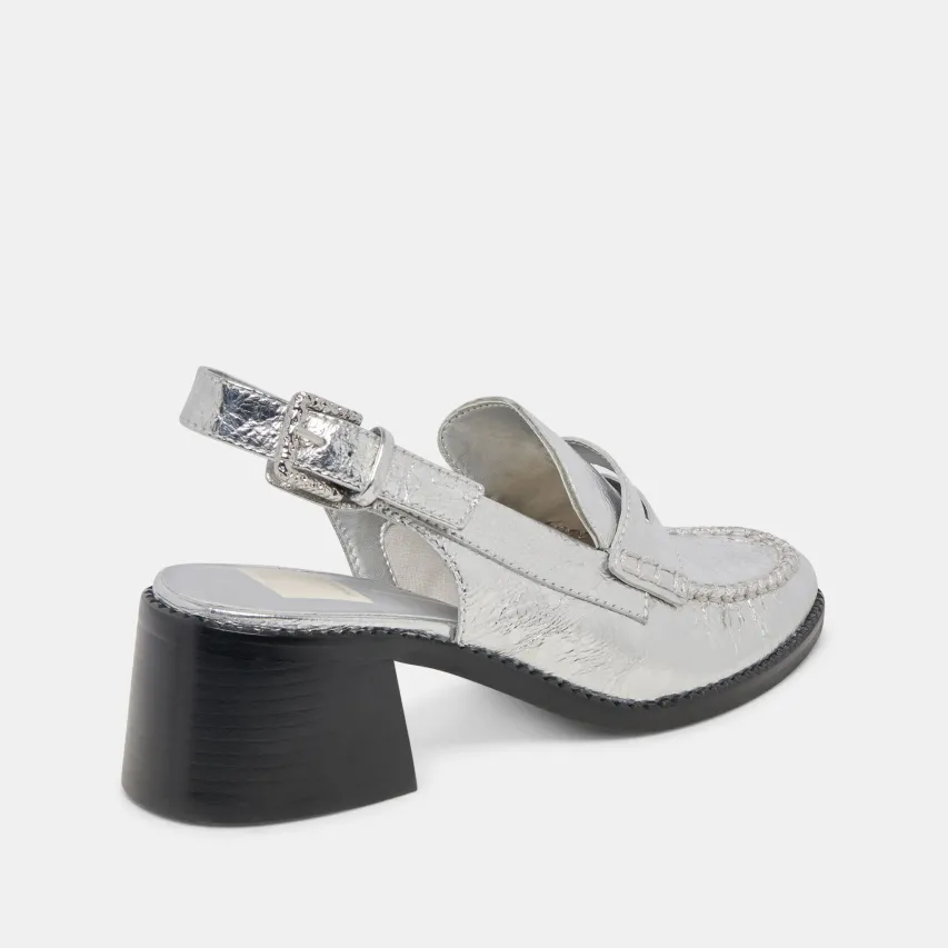 HARDI HEELS SILVER DISTRESSED LEATHER^Dolce Vita Fashion