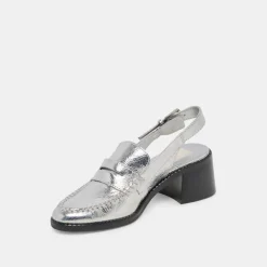 HARDI HEELS SILVER DISTRESSED LEATHER^Dolce Vita Fashion