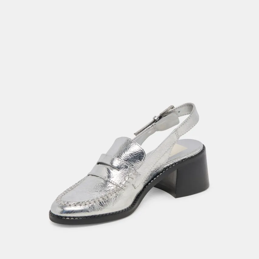HARDI HEELS SILVER DISTRESSED LEATHER^Dolce Vita Fashion