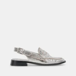 HARDI LOAFERS SILVER CRACKLED LEATHER^Dolce Vita Clearance