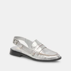 HARDI WIDE LOAFERS SILVER CRACKLED LEATHER^Dolce Vita Hot