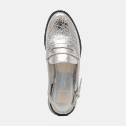 HARDI WIDE LOAFERS SILVER CRACKLED LEATHER^Dolce Vita Hot