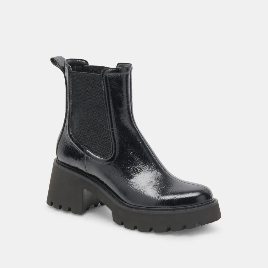 HAWK H20 WIDE BOOTIES MIDNIGHT CRINKLE PATENT^Dolce Vita New