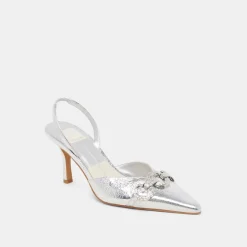 HAYLEE HEELS SILVER DISTRESSED LEATHER^Dolce Vita New