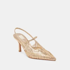 HENSAL HEELS GOLD DISTRESSED LEATHER^Dolce Vita Clearance