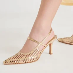 HENSAL HEELS GOLD DISTRESSED LEATHER^Dolce Vita Clearance