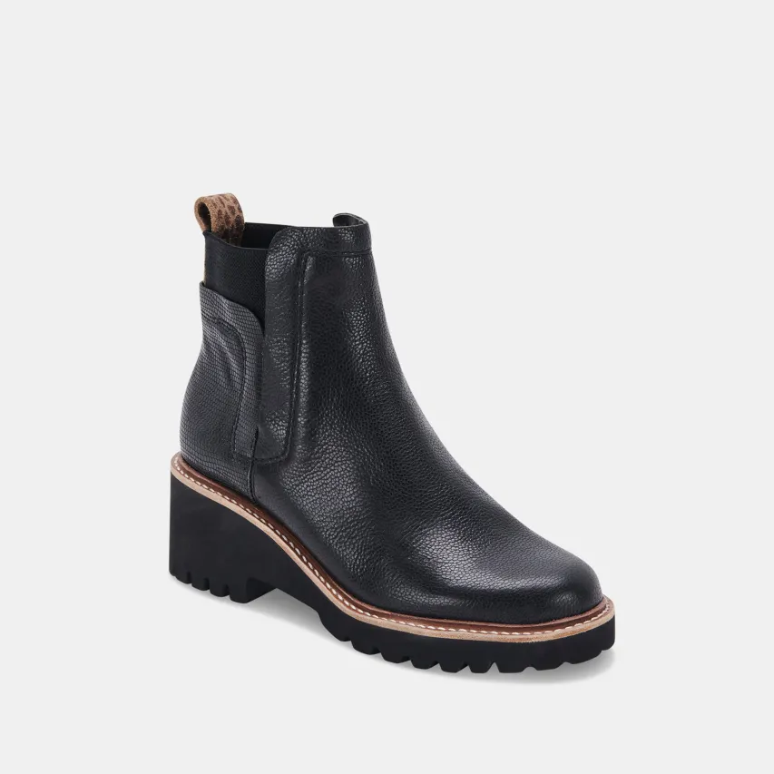 HUEY H2O WIDE BOOTIES BLACK LEATHER H2O^Dolce Vita Best