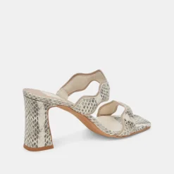 ILVA HEELS GREY WHITE EMBOSSED LEATHER^Dolce Vita New