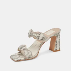 ILVA HEELS GREY WHITE EMBOSSED LEATHER^Dolce Vita New