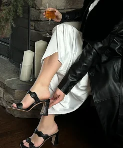ILVA HEELS ONYX EMBOSSED LEATHER^Dolce Vita Sale