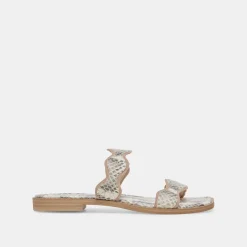 ILVA SANDALS GREY WHITE EMBOSSED LEATHER^Dolce Vita Outlet