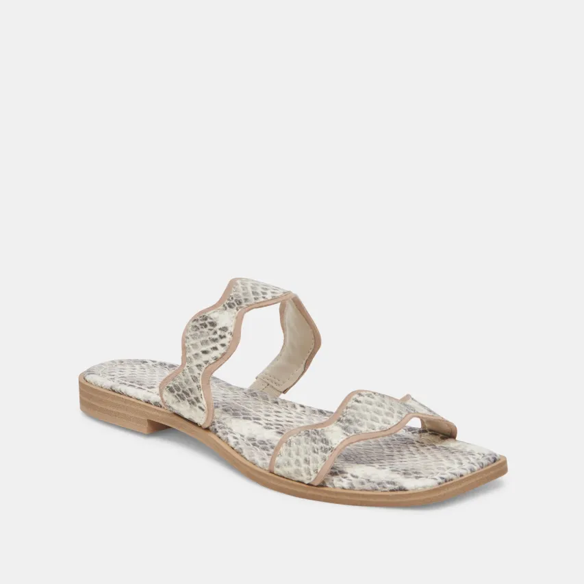 ILVA SANDALS GREY WHITE EMBOSSED LEATHER^Dolce Vita Outlet