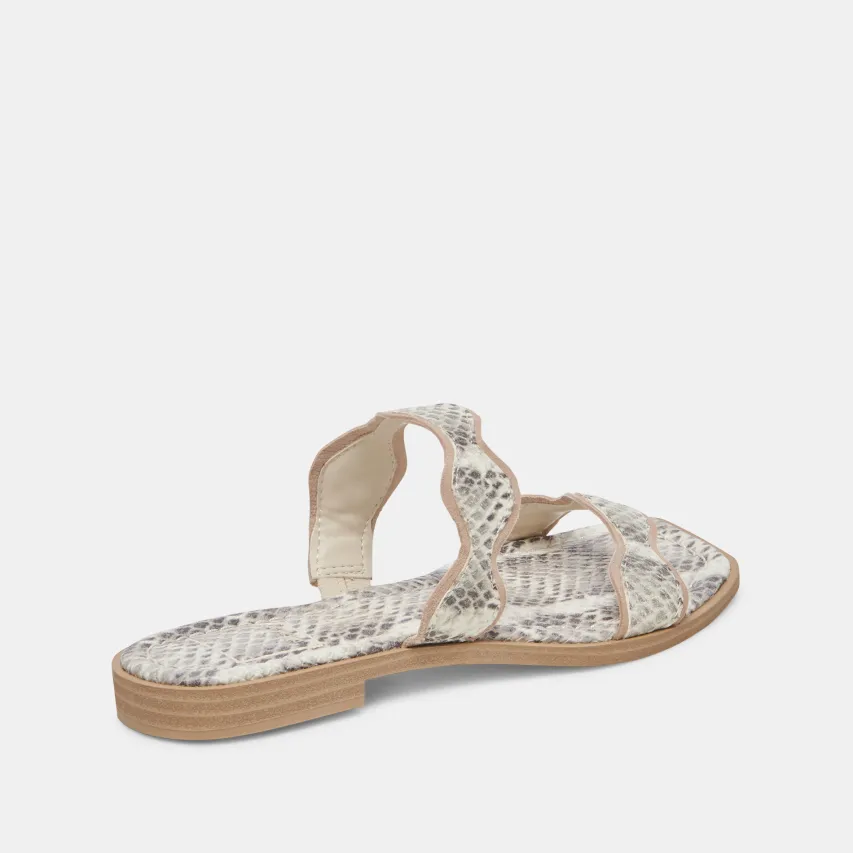 ILVA SANDALS GREY WHITE EMBOSSED LEATHER^Dolce Vita Outlet