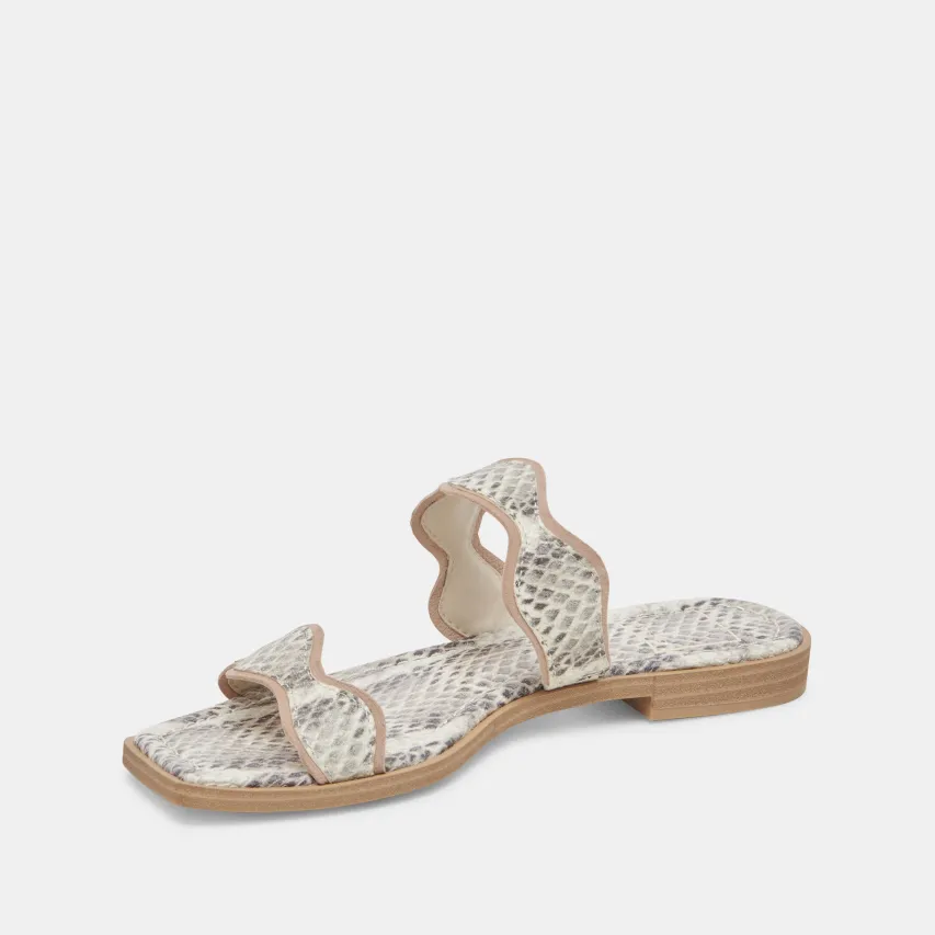 ILVA SANDALS GREY WHITE EMBOSSED LEATHER^Dolce Vita Outlet