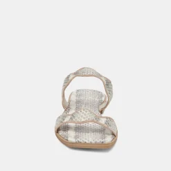 ILVA SANDALS GREY WHITE EMBOSSED LEATHER^Dolce Vita Outlet
