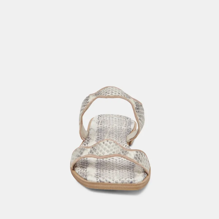 ILVA SANDALS GREY WHITE EMBOSSED LEATHER^Dolce Vita Outlet