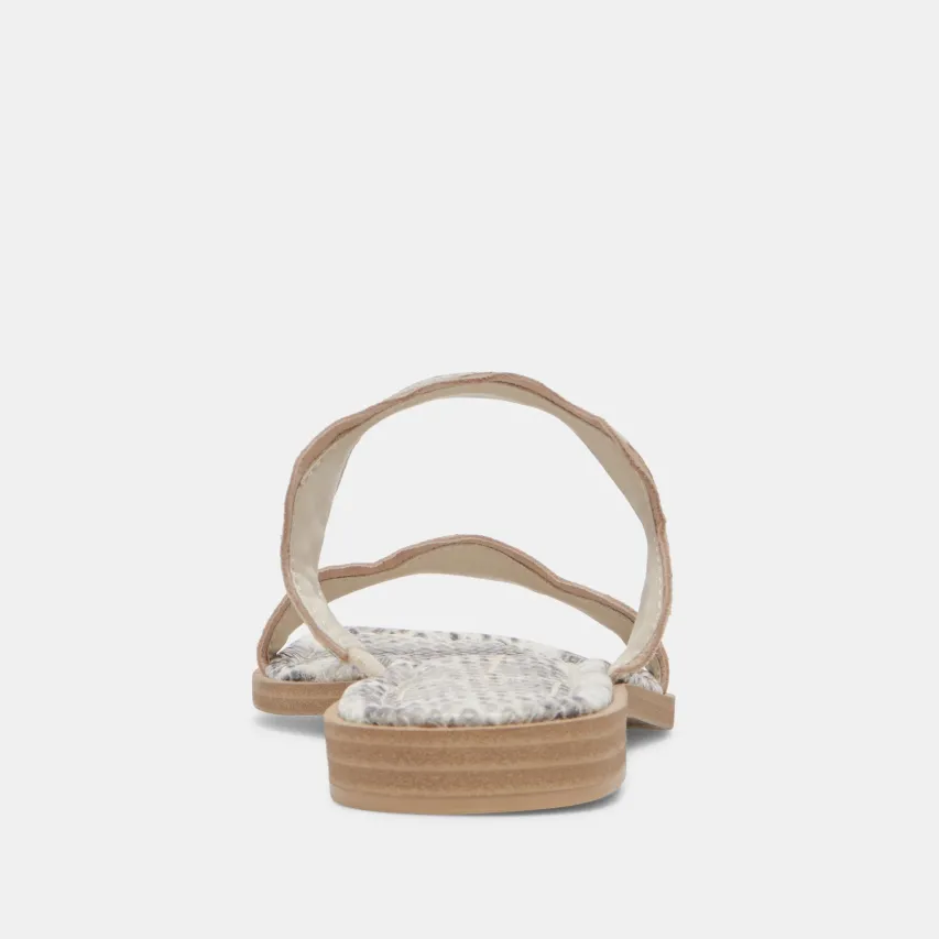 ILVA SANDALS GREY WHITE EMBOSSED LEATHER^Dolce Vita Outlet