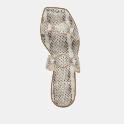 ILVA SANDALS GREY WHITE EMBOSSED LEATHER^Dolce Vita Outlet