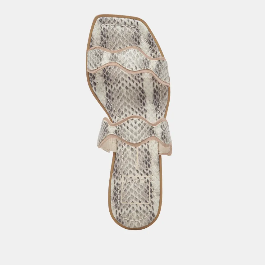ILVA SANDALS GREY WHITE EMBOSSED LEATHER^Dolce Vita Outlet