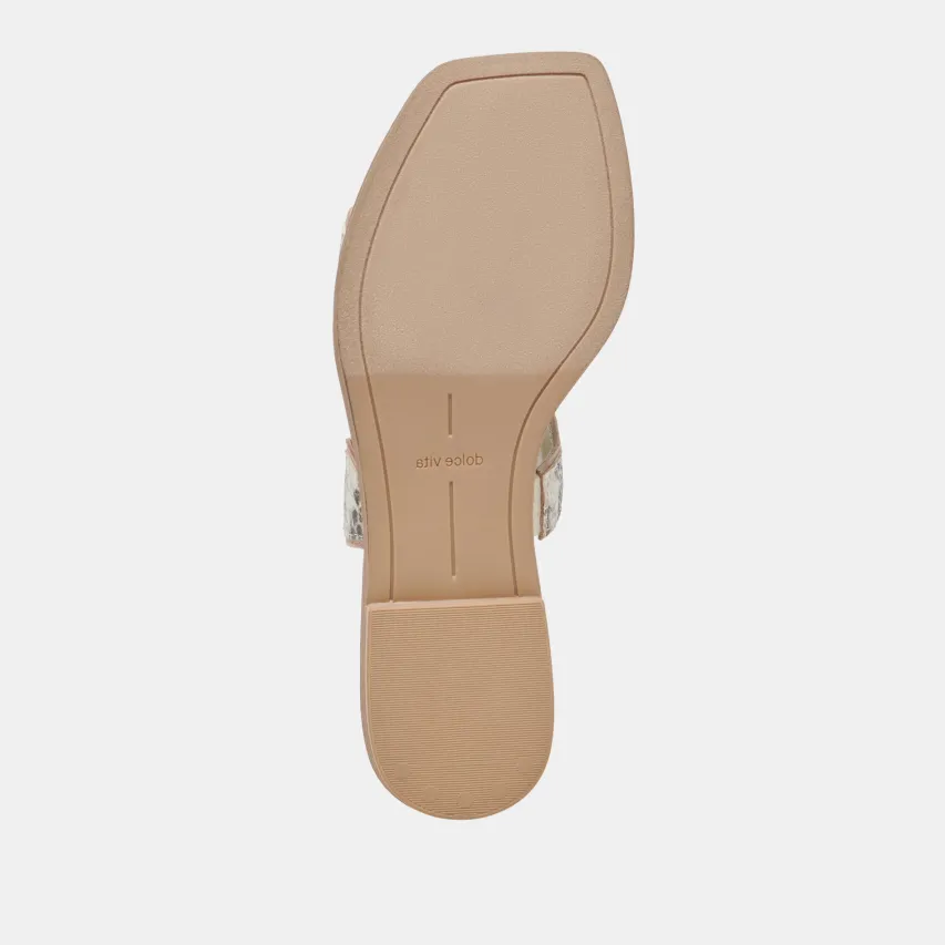 ILVA SANDALS GREY WHITE EMBOSSED LEATHER^Dolce Vita Outlet