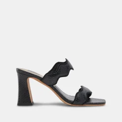 ILVA WIDE HEELS ONYX EMBOSSED LEATHER^Dolce Vita Online