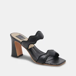 ILVA WIDE HEELS ONYX EMBOSSED LEATHER^Dolce Vita Online