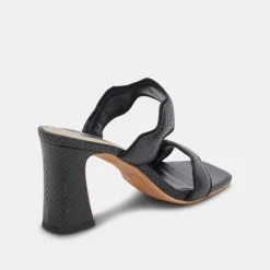 ILVA WIDE HEELS ONYX EMBOSSED LEATHER^Dolce Vita Online