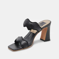 ILVA WIDE HEELS ONYX EMBOSSED LEATHER^Dolce Vita Online