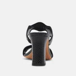 ILVA WIDE HEELS ONYX EMBOSSED LEATHER^Dolce Vita Online