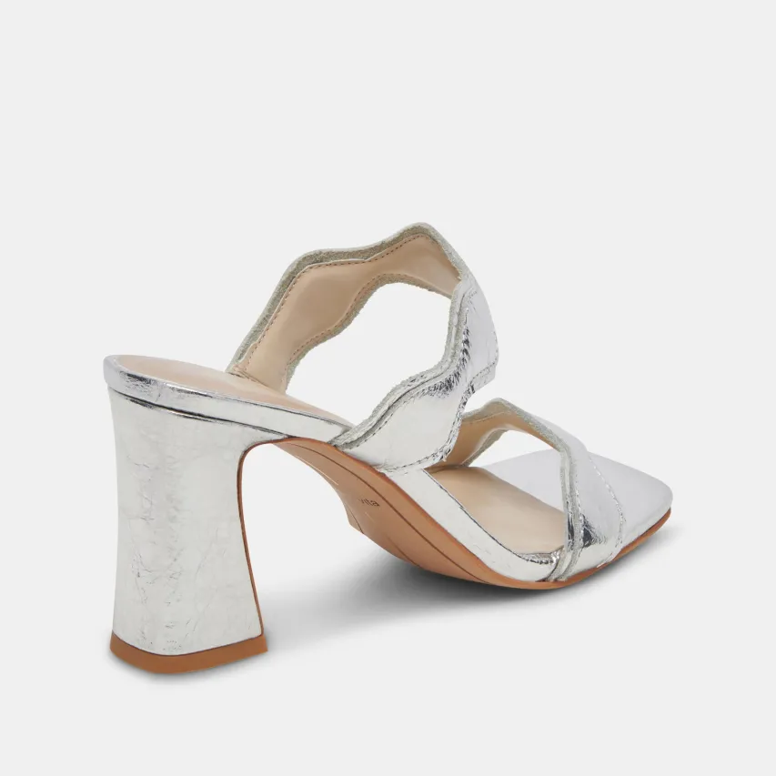 ILVA WIDE HEELS SILVER DISTRESSED LEATHER^Dolce Vita Discount