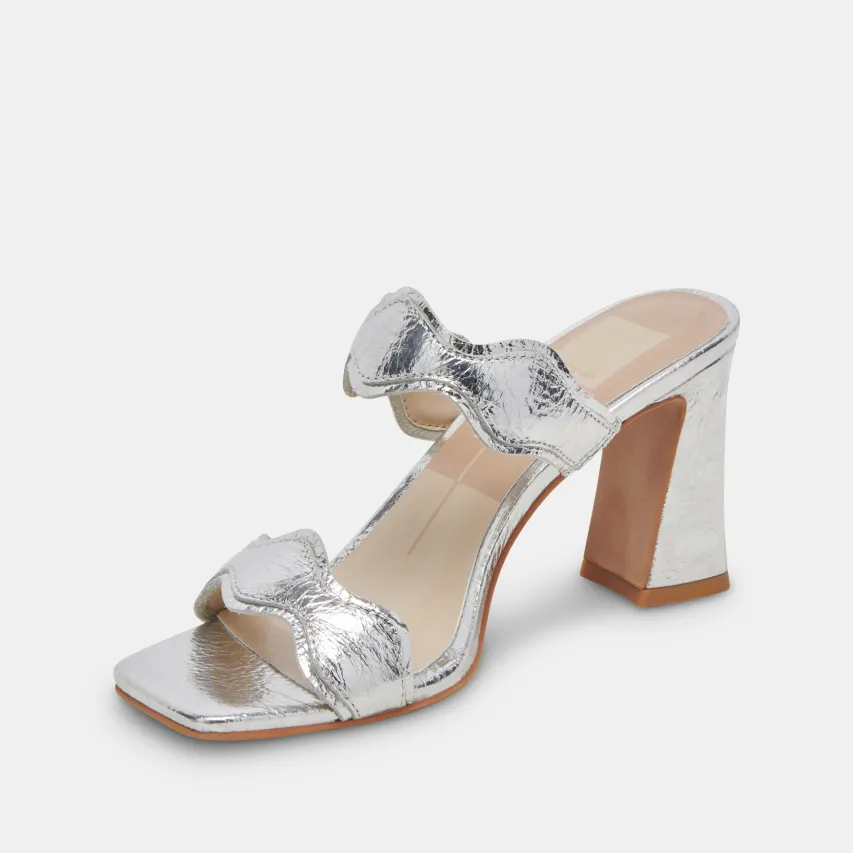 ILVA WIDE HEELS SILVER DISTRESSED LEATHER^Dolce Vita Discount