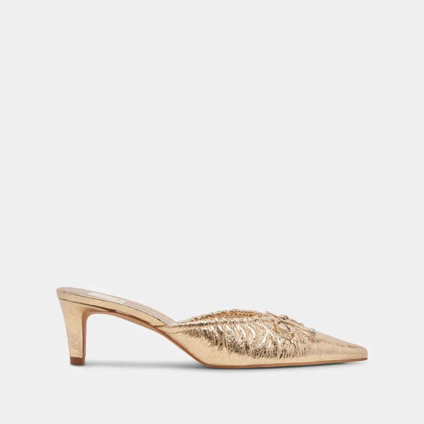 KAIRI MID HEELS GOLD DISTRESSED LEATHER^Dolce Vita Clearance