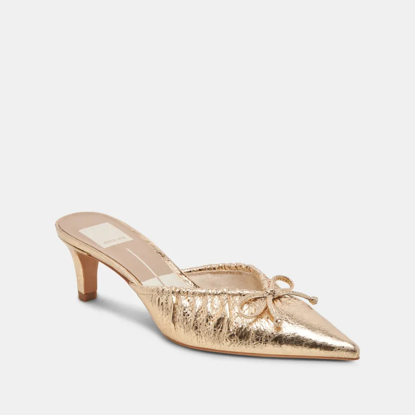KAIRI MID HEELS GOLD DISTRESSED LEATHER^Dolce Vita Clearance