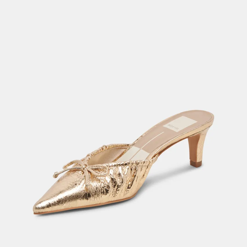 KAIRI MID HEELS GOLD DISTRESSED LEATHER^Dolce Vita Clearance