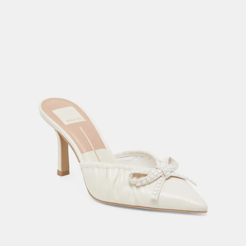 KAIRI PEARL HEELS WHITE CRINKLE PATENT^Dolce Vita Clearance