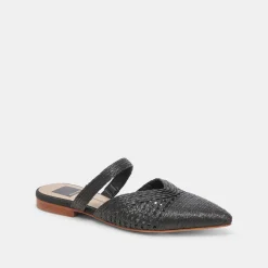 KALINE FLATS ONYX RAFFIA^Dolce Vita Fashion