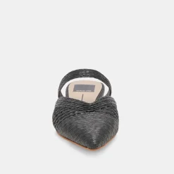 KALINE FLATS ONYX RAFFIA^Dolce Vita Fashion