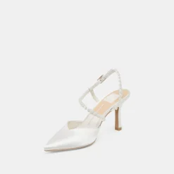 KAMRA PEARL HEELS TRUE WHITE SATIN^Dolce Vita Hot