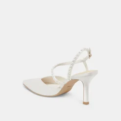 KAMRA PEARL HEELS TRUE WHITE SATIN^Dolce Vita Hot